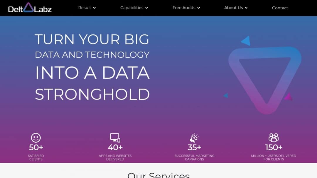 Screenshot of Delta Labz's Website