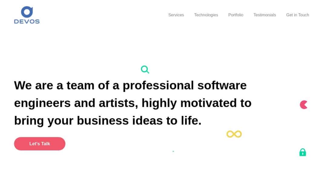 Screenshot of Devos Software's Website