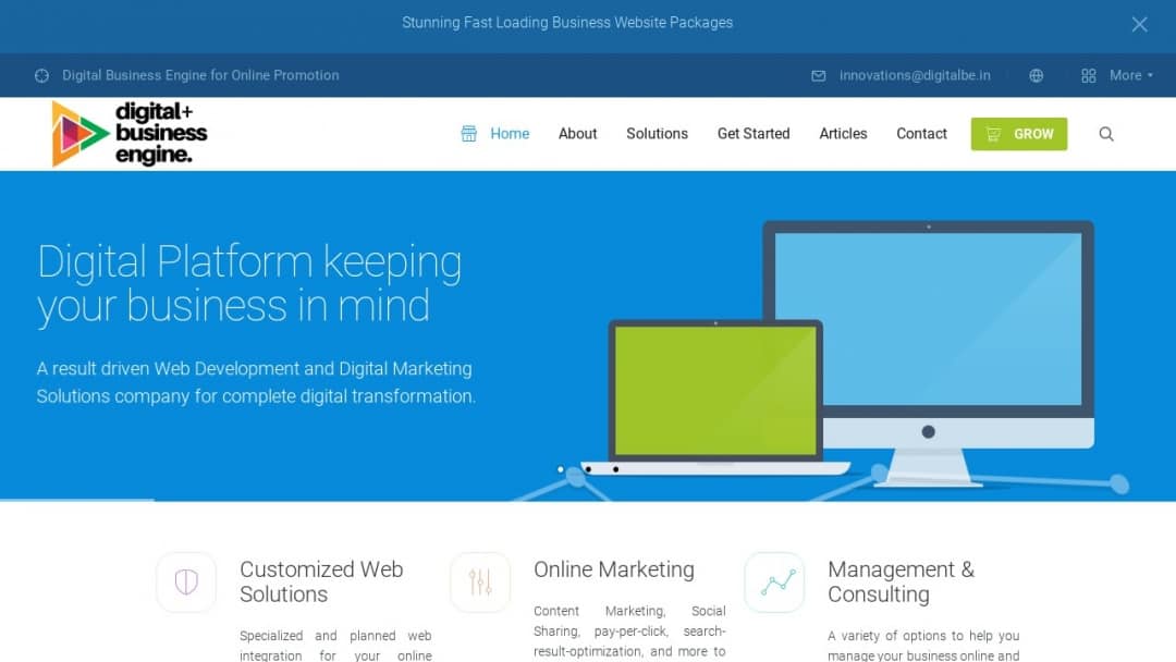Screenshot of Digital Business Engine's Website