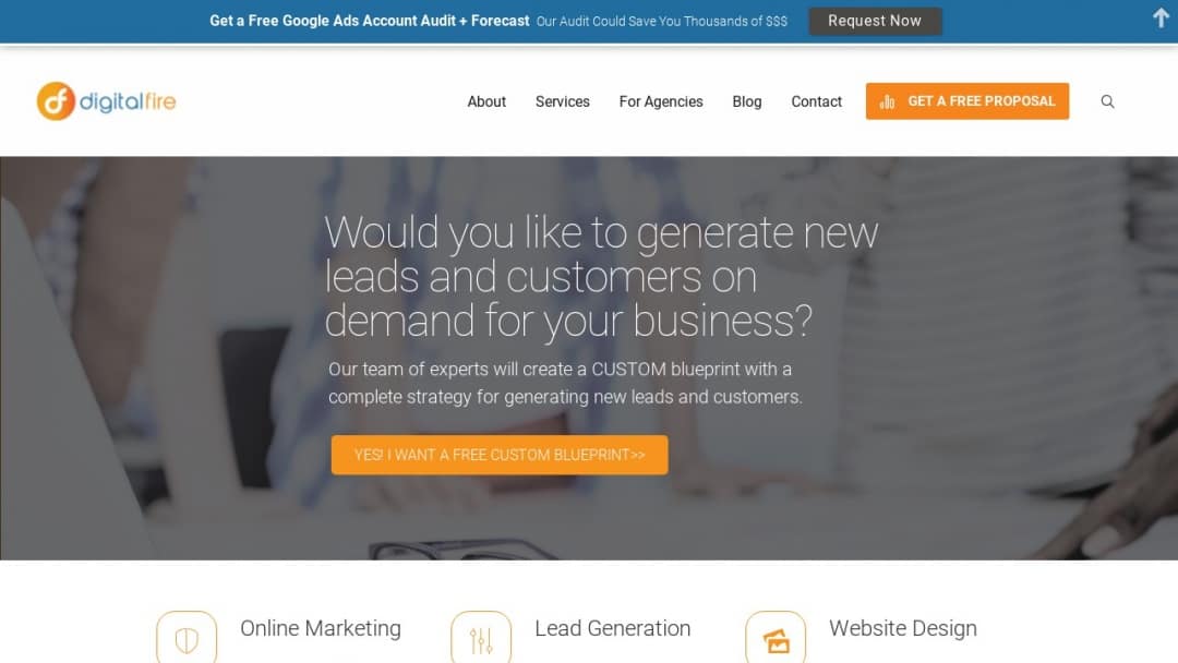 Screenshot of Digital Fire Media's Website