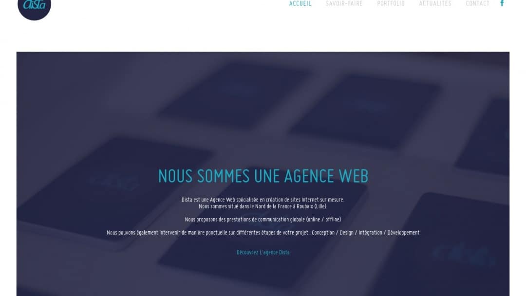 Screenshot of Dista's Website