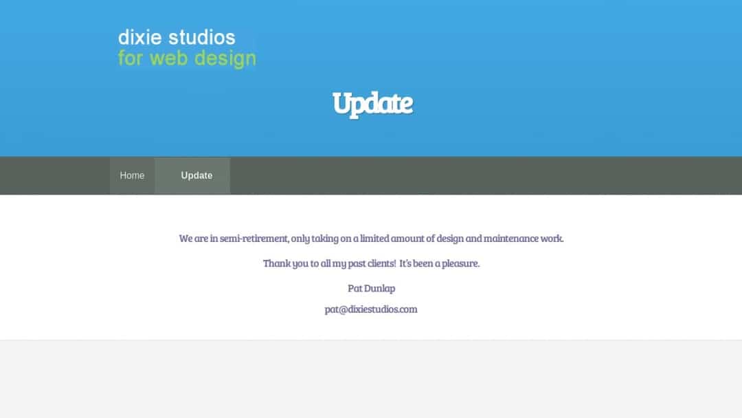 Screenshot of Dixie Studios's Website