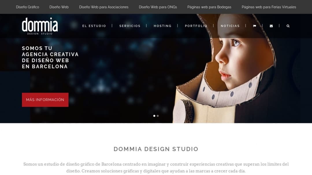 Screenshot of Dommia's Website