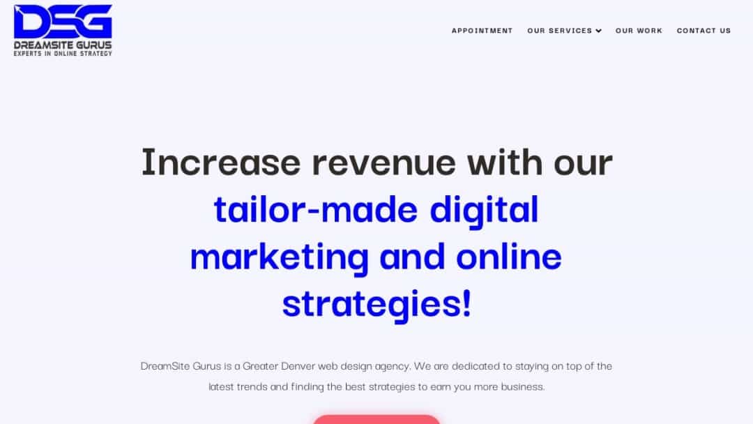 Screenshot of DreamSite Gurus's Website