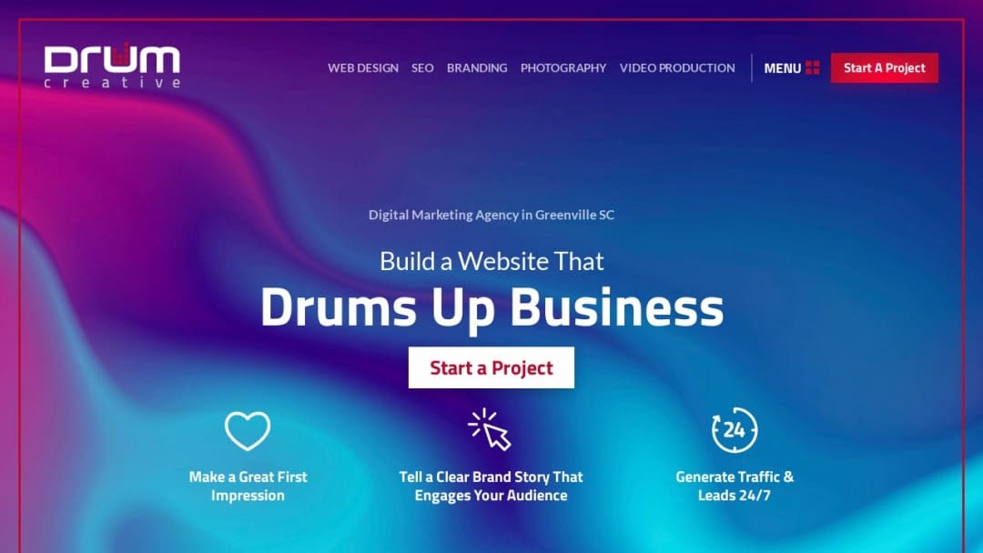 Screenshot of Drum Creative's Website