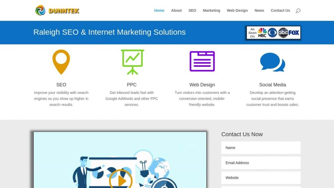 Screenshot of DunnTek's Website