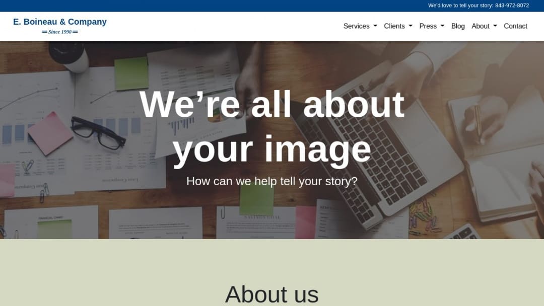 Screenshot of E. Boineau & Company's Website