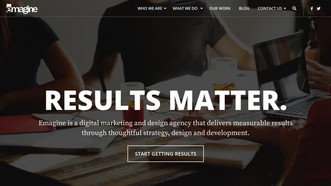 Screenshot of Emagine's Website