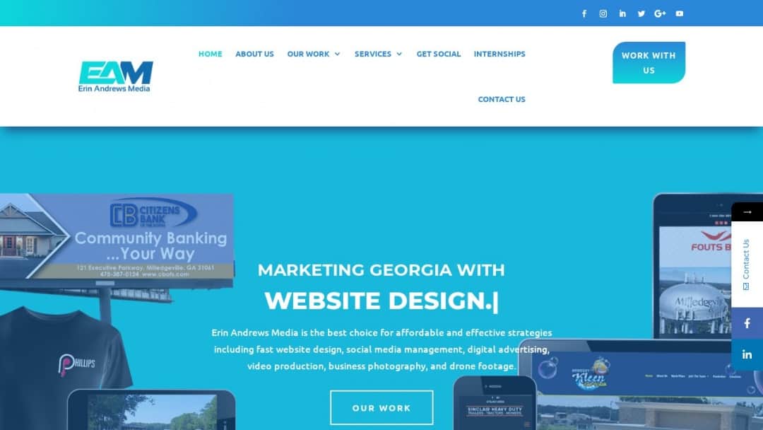 Screenshot of Erin Andrews Media's Website