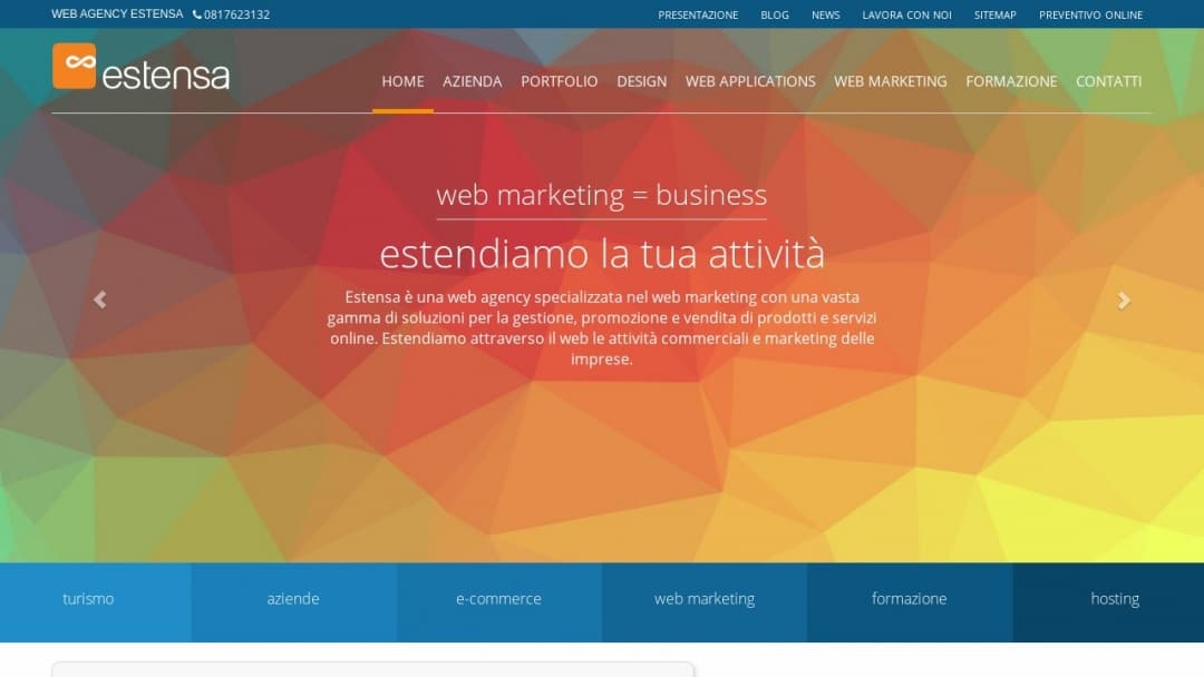 Screenshot of Estensa's Website