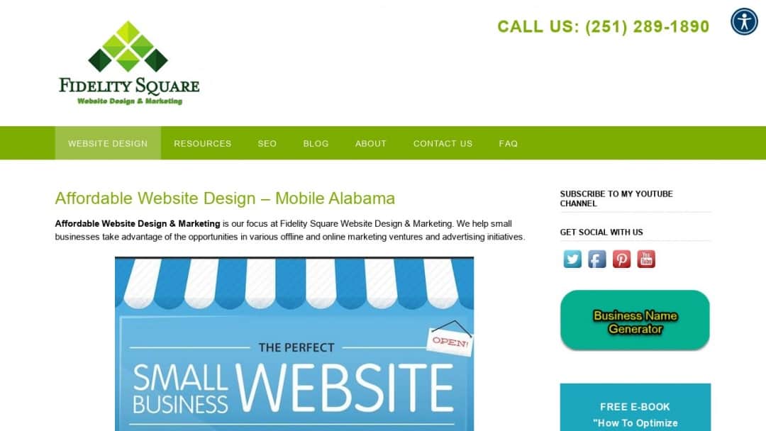 Screenshot of Fidelity Square Marketing's Website