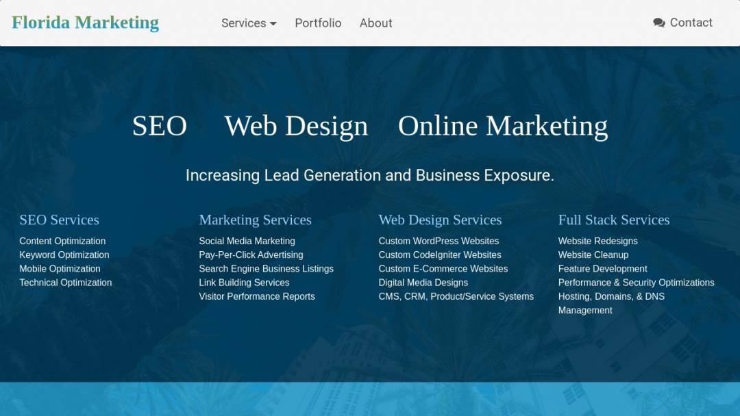 Screenshot of Florida Marketing's Website