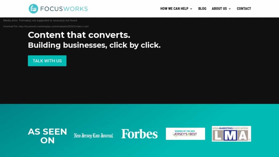 Screenshot of FocusWorks Marketing's Website