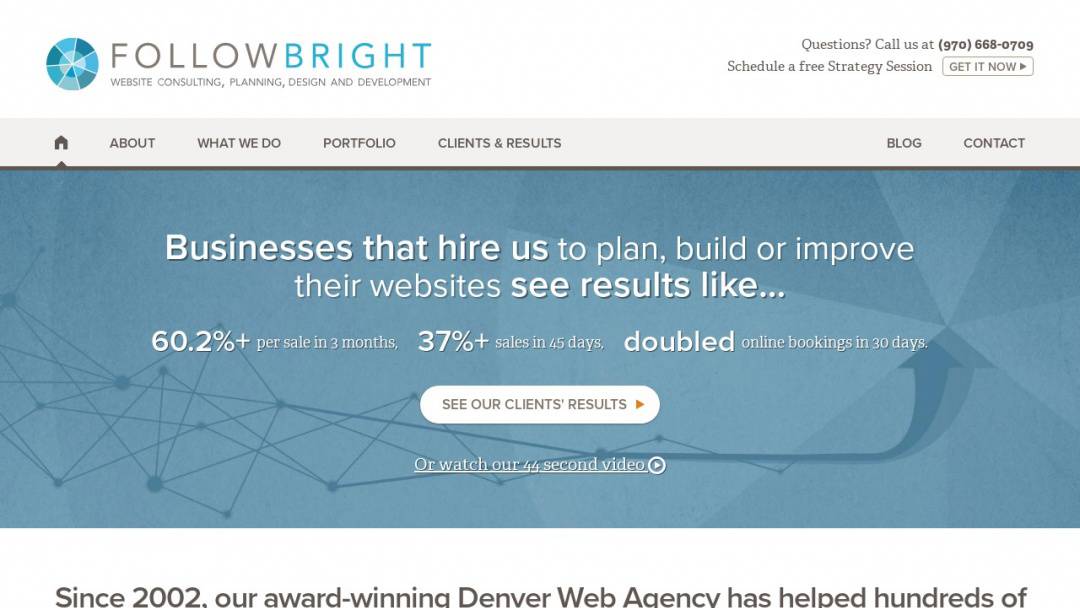 Screenshot of Followbright's Website