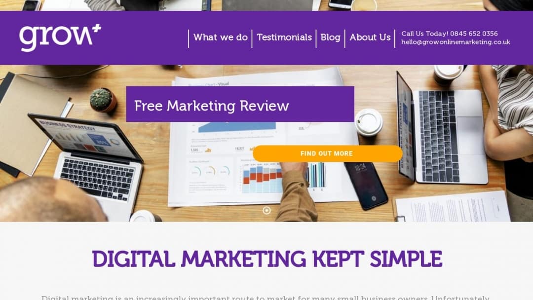 Screenshot of Grow+'s Website