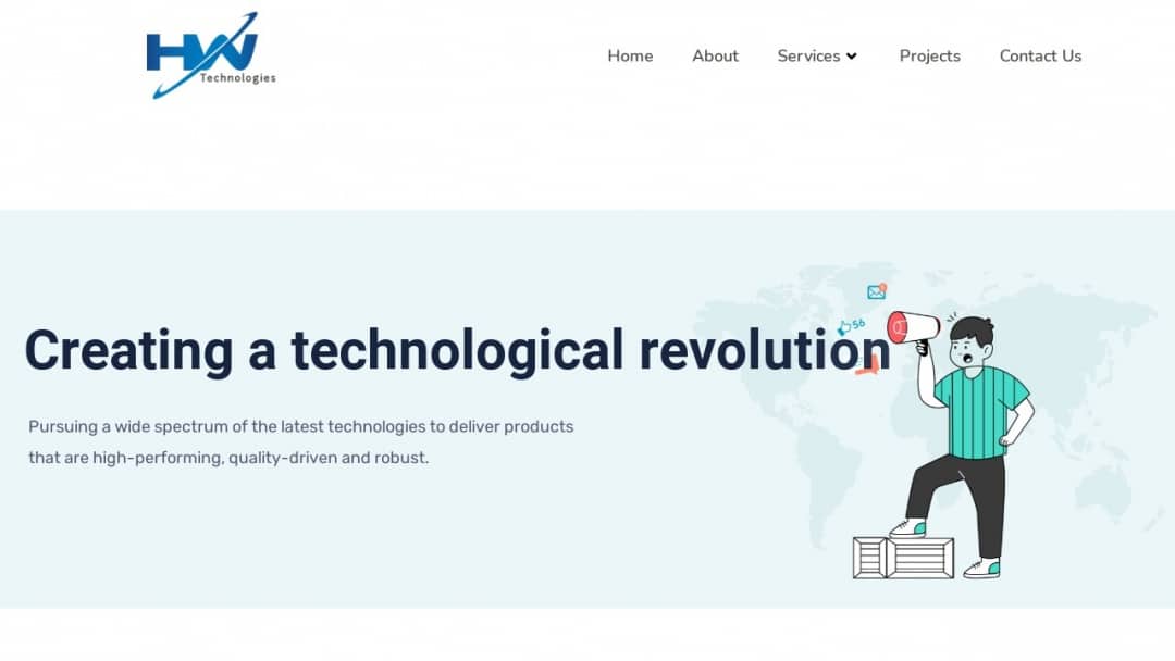 Screenshot of H & W Technologies's Website