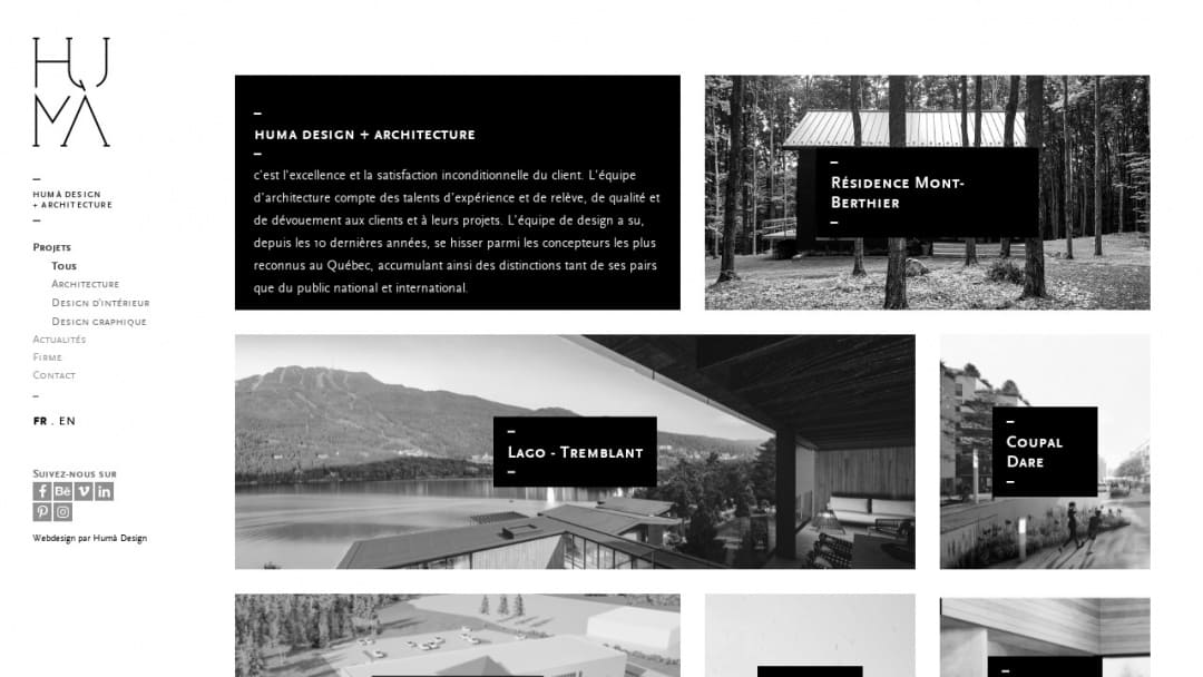 Screenshot of Huma Design's Website