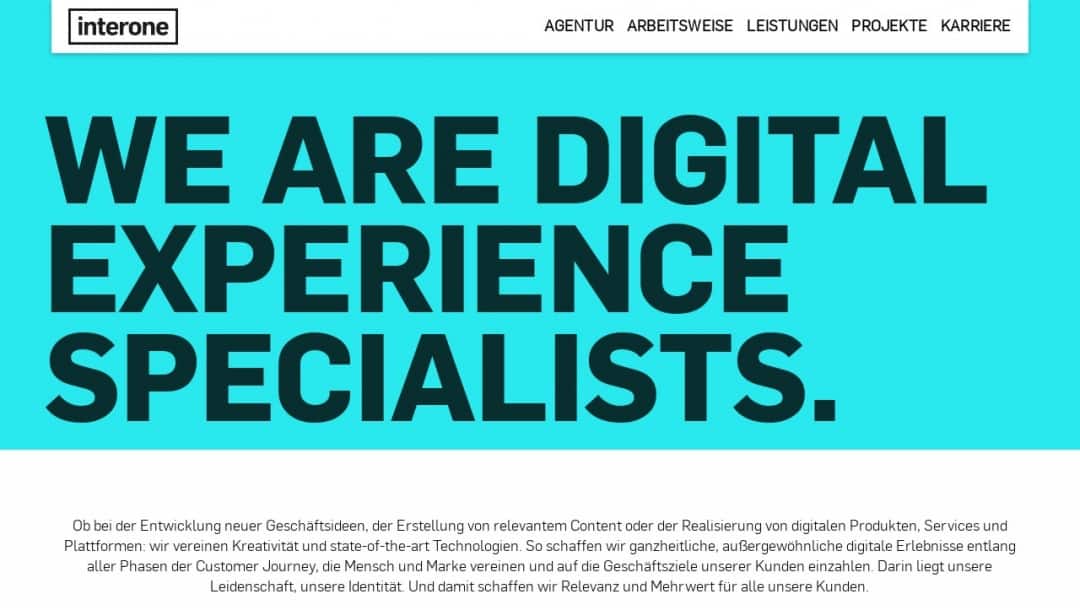 Screenshot of Interone's Website