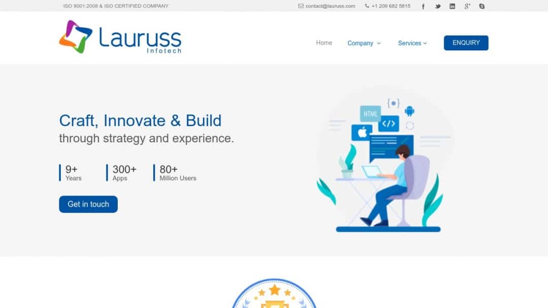 Screenshot of Lauruss Infotech's Website
