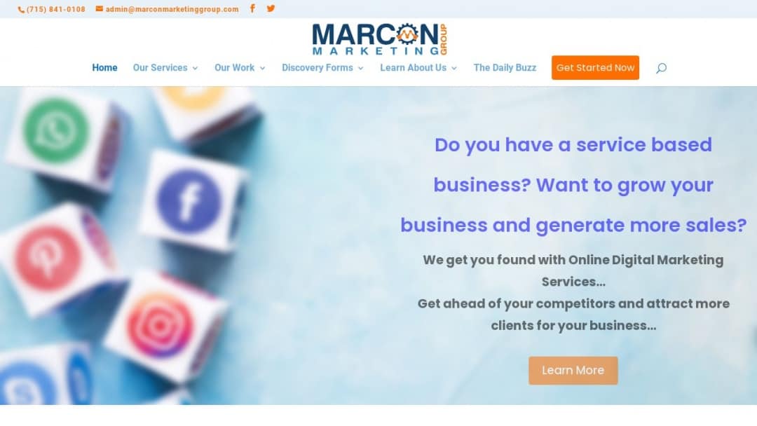 Screenshot of Marcon Marketing Group's Website