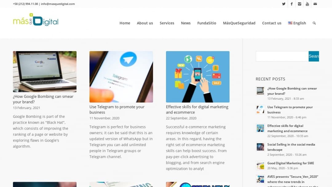 Screenshot of Mas que Digital's Website