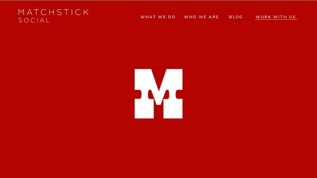 Screenshot of Matchstick Social's Website