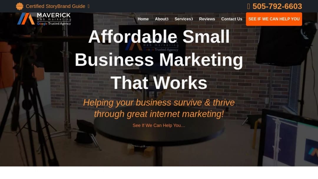 Screenshot of Maverick Web Marketing's Website