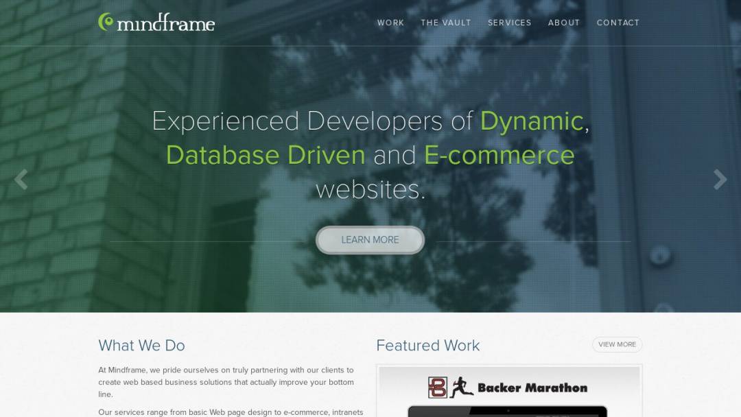 Screenshot of Mindframe, Inc.'s Website