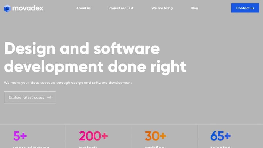 Screenshot of Movadex's Website