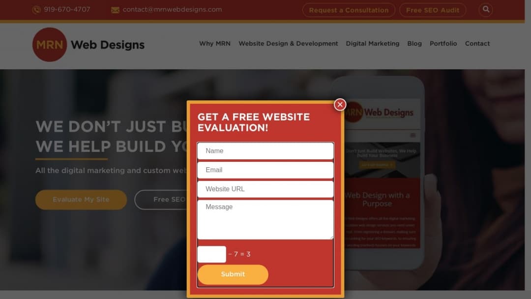 Screenshot of MRN Web Designs's Website