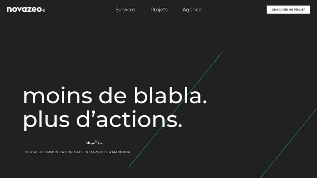 Screenshot of Novazeo's Website