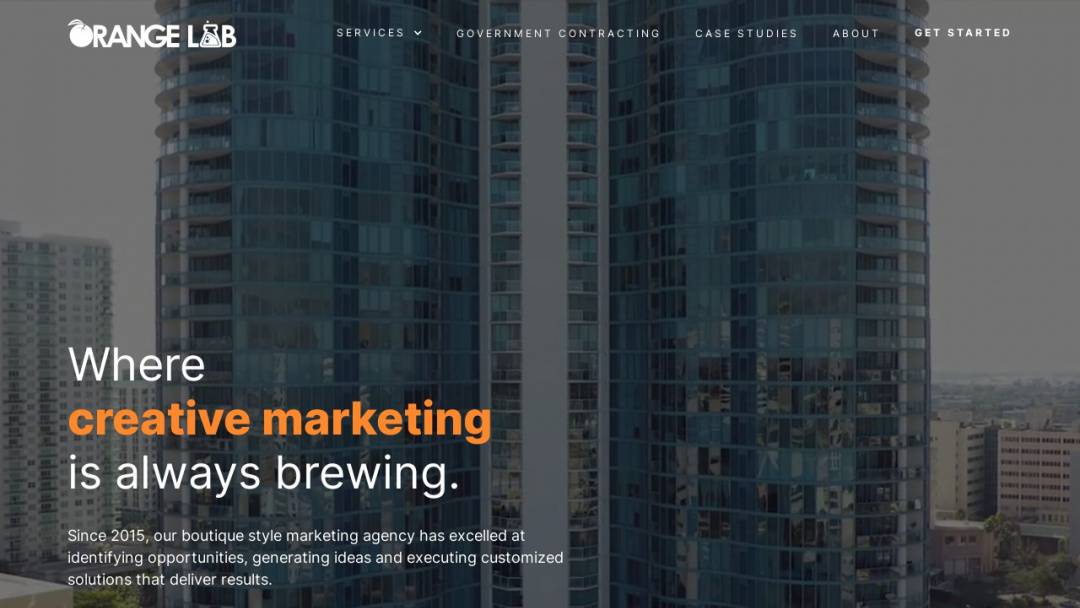 Screenshot of Orange Lab Media Group LLC's Website