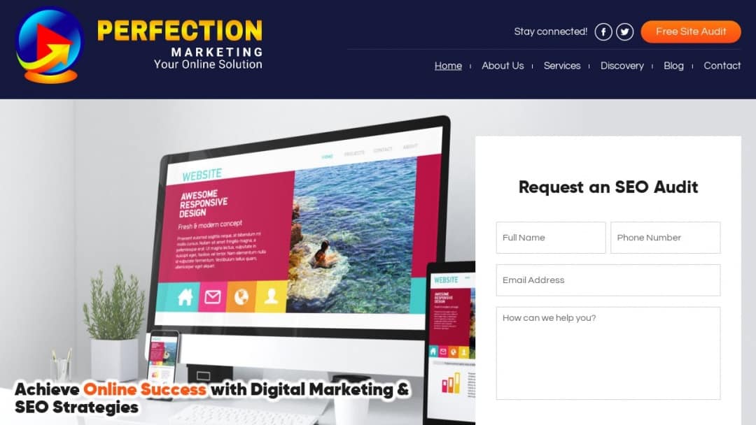 Screenshot of Perfection Marketing's Website