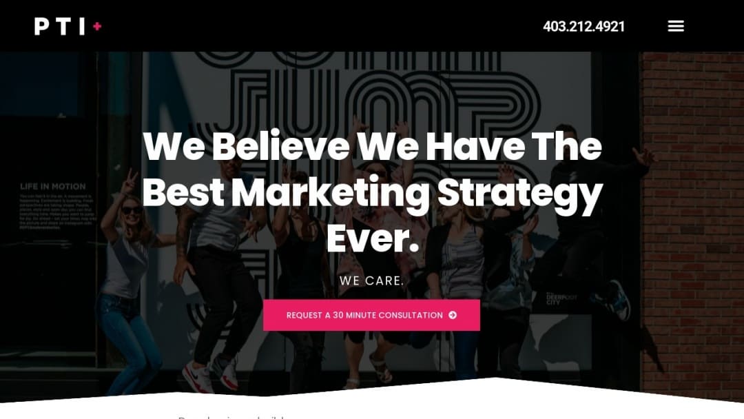 Screenshot of PTI Graphics's Website