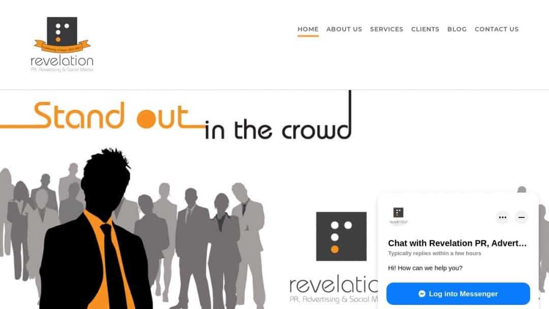 Screenshot of Revelation PR, Advertising & Social Media's Website