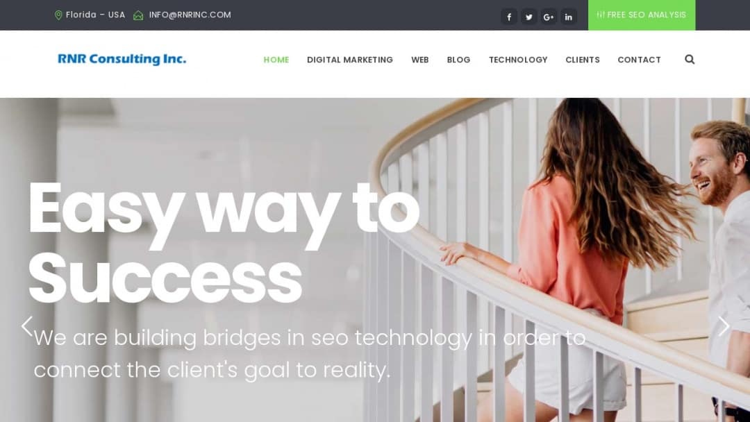 Screenshot of RNR Consulting Inc's Website