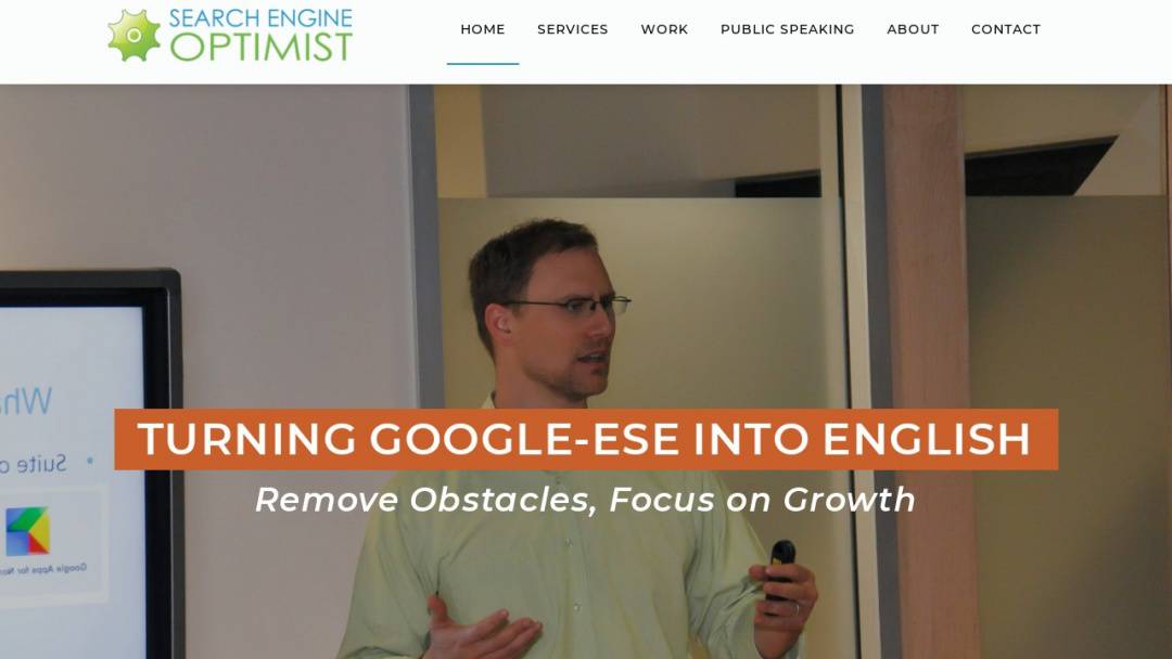 Screenshot of Search Engine Optimist's Website