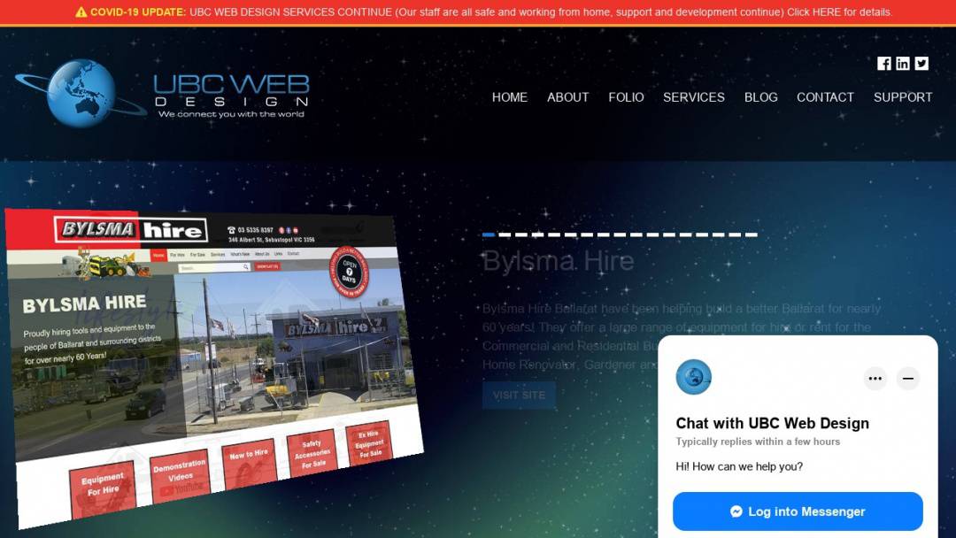 Screenshot of UBC Web Design's Website