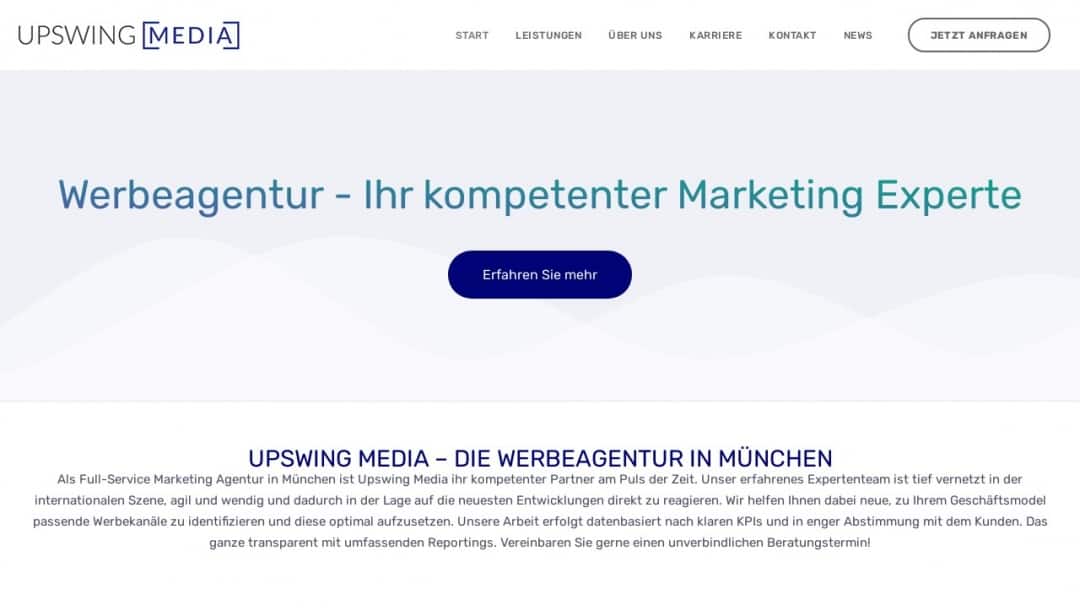 Screenshot of Upswing Media's Website