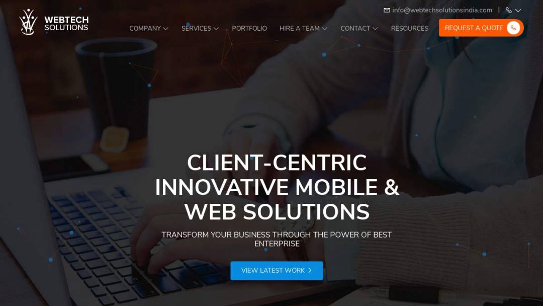 Screenshot of Webtech Solutions India's Website