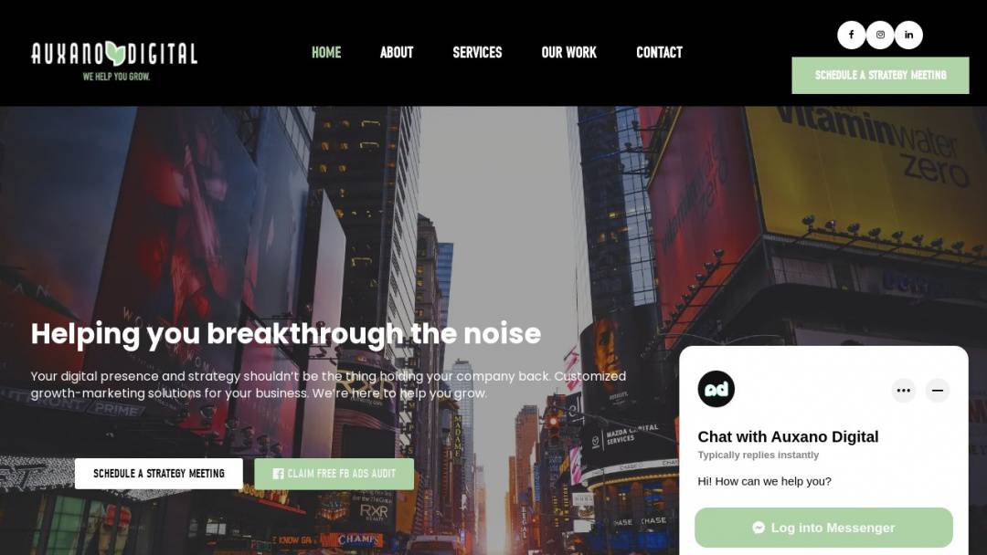 Screenshot of Auxano Digital's Website