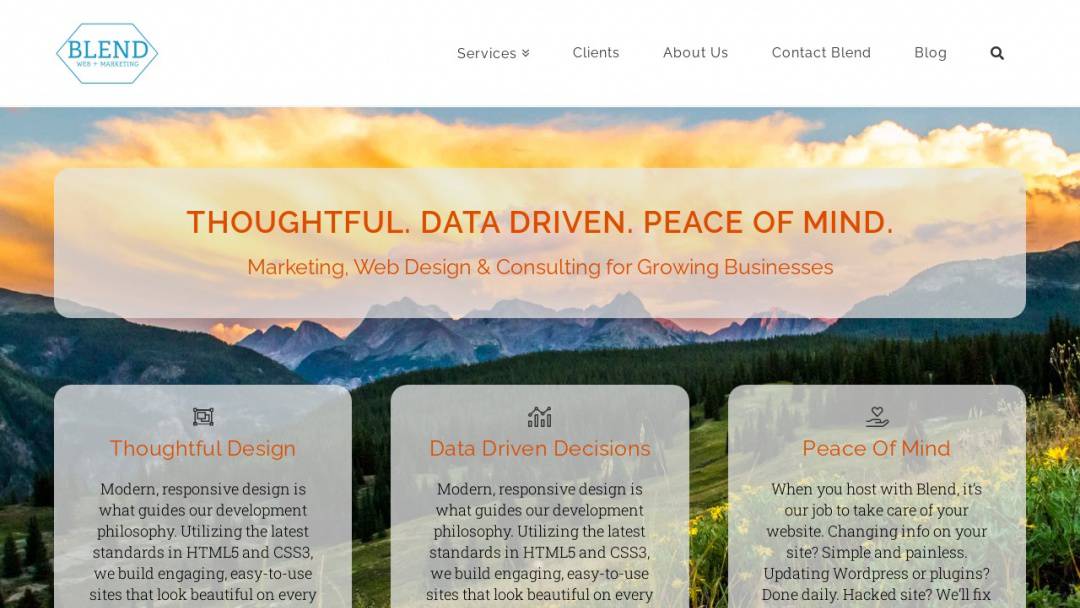 Screenshot of Blend Web Marketing's Website
