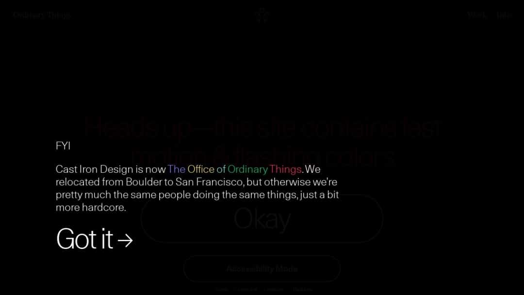 Screenshot of Cast Iron Design's Website