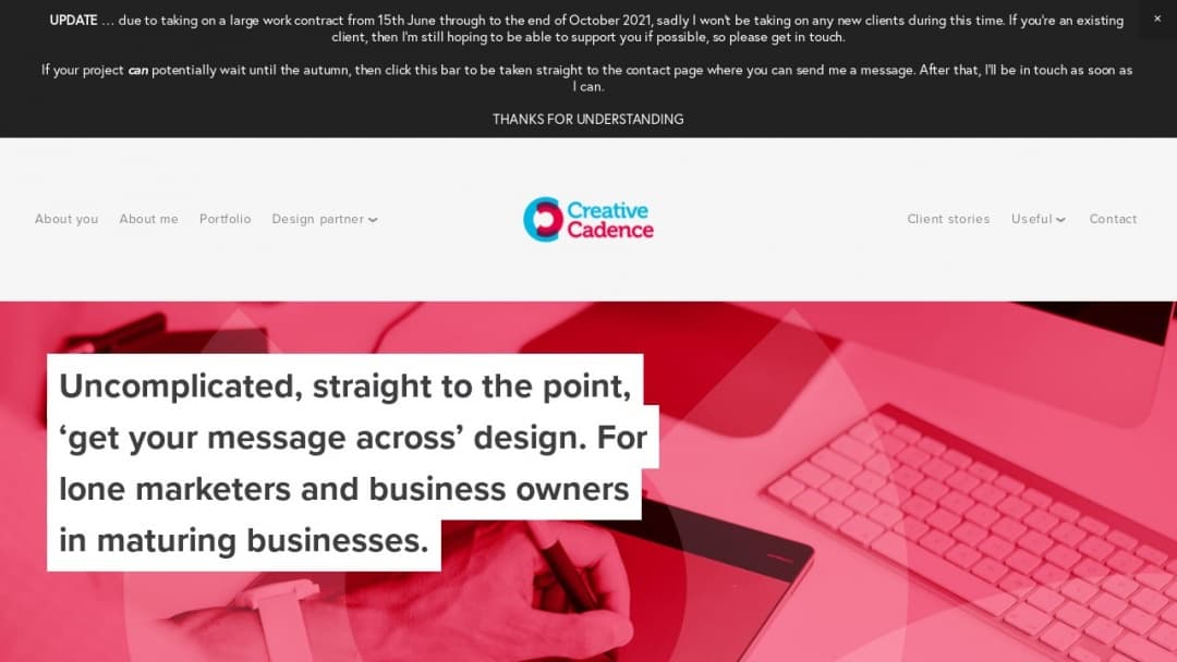 Screenshot of Creative Cadence Ltd's Website