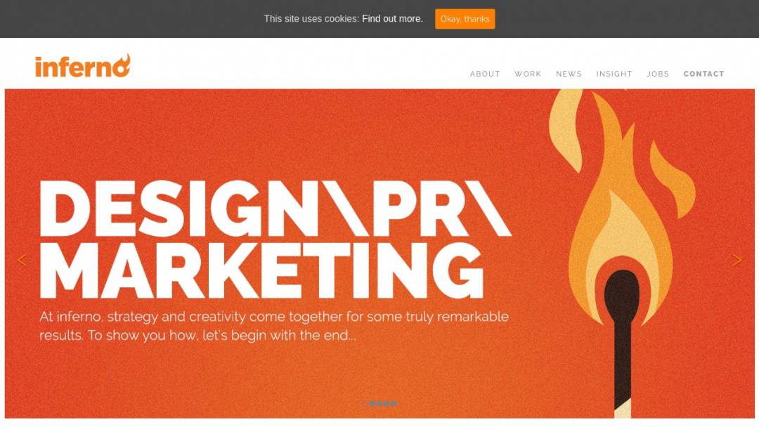 Screenshot of creative inferno's Website