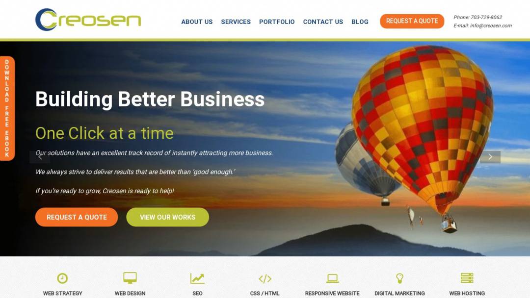 Screenshot of Creosen's Website