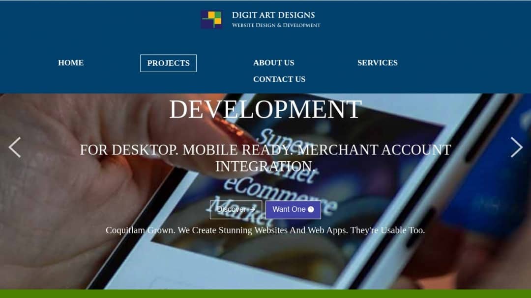 Screenshot of Digit Art Designs Ltd's Website