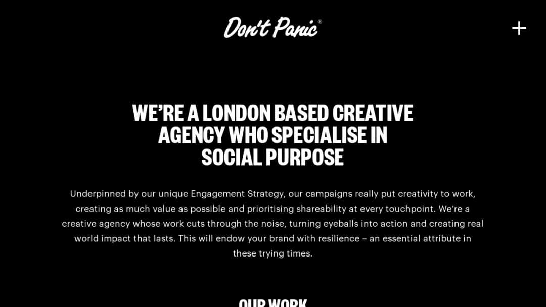 Screenshot of Don't Panic London's Website