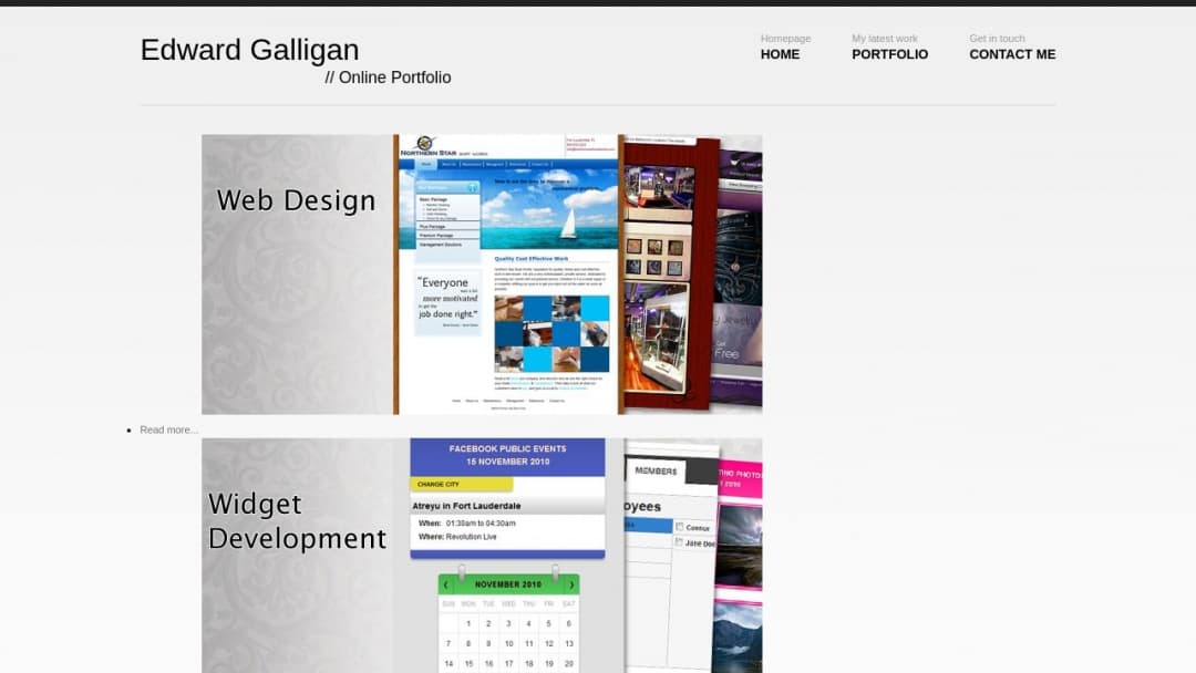 Screenshot of Edward Galligan, Jr.'s Website