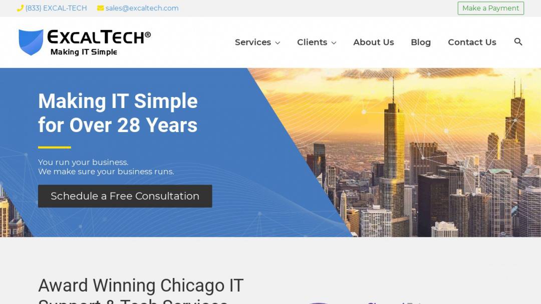 Screenshot of ExcalTech's Website